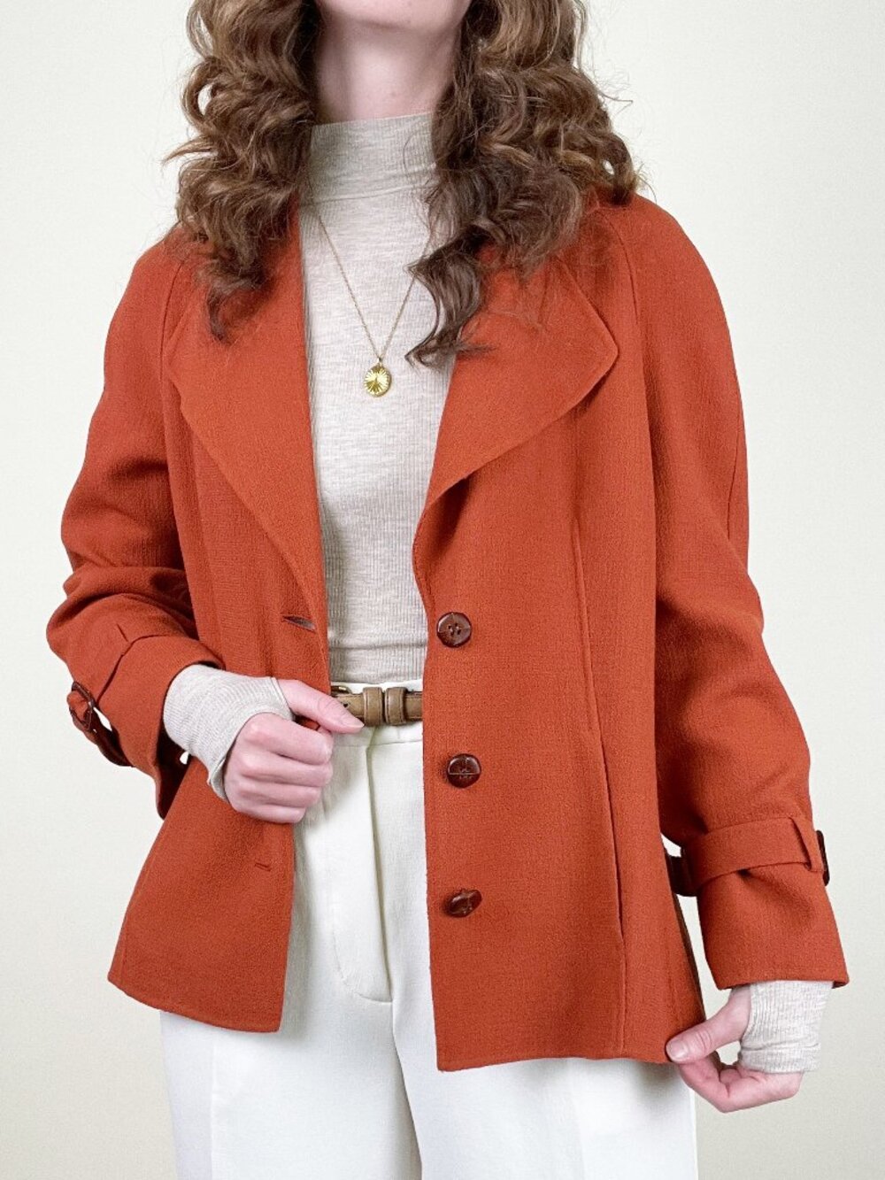Vintage 100% Wool Blazer Jacket Crop Trench Coat Peacoat Oversized 90s Y2K 00s